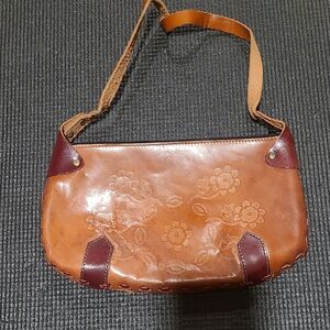Floral Embossed Leather Shoulder Bag